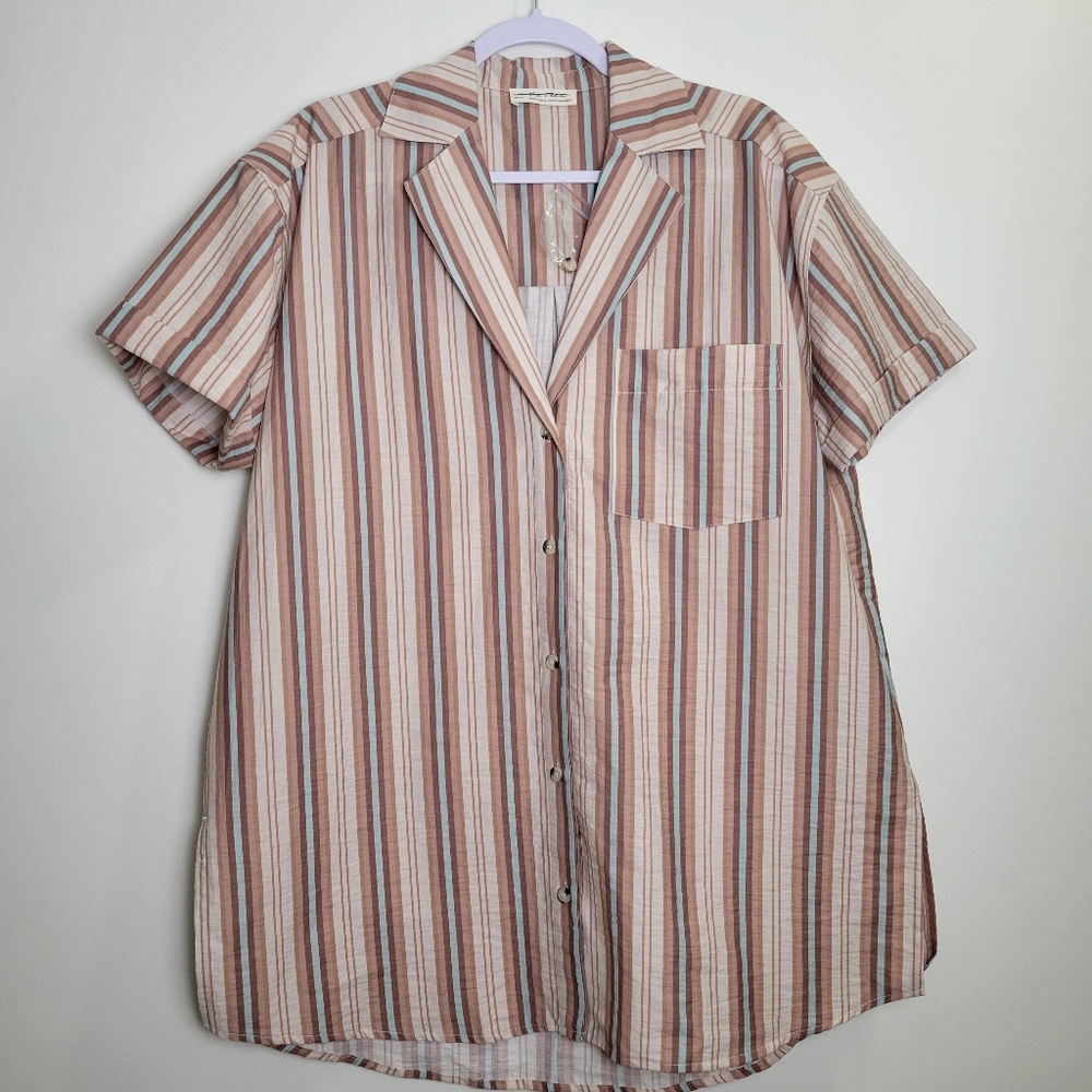 We The Free Striped‎ Boho Oversized Boyfriend Shirts Size S